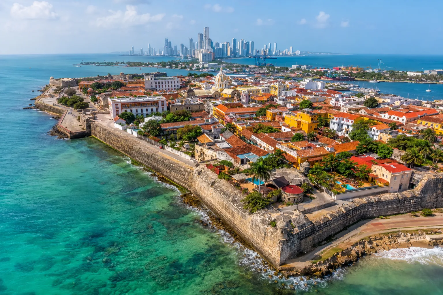 Aerial view of Cartagena, Colombia — Caribbean coast