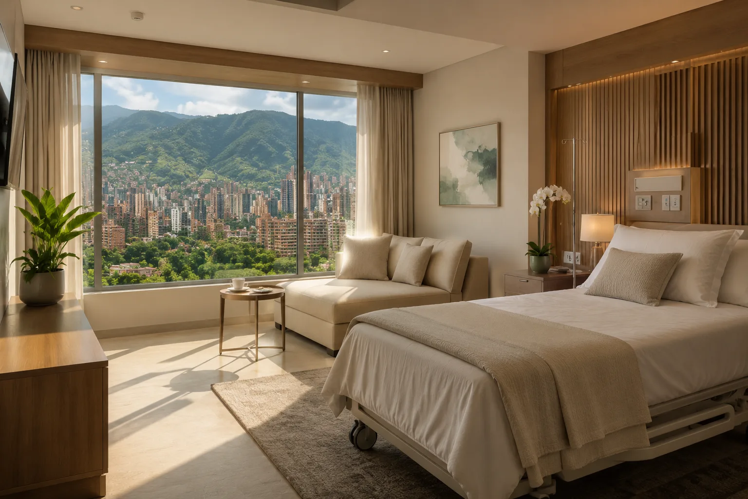 Private recovery suite with mountain views